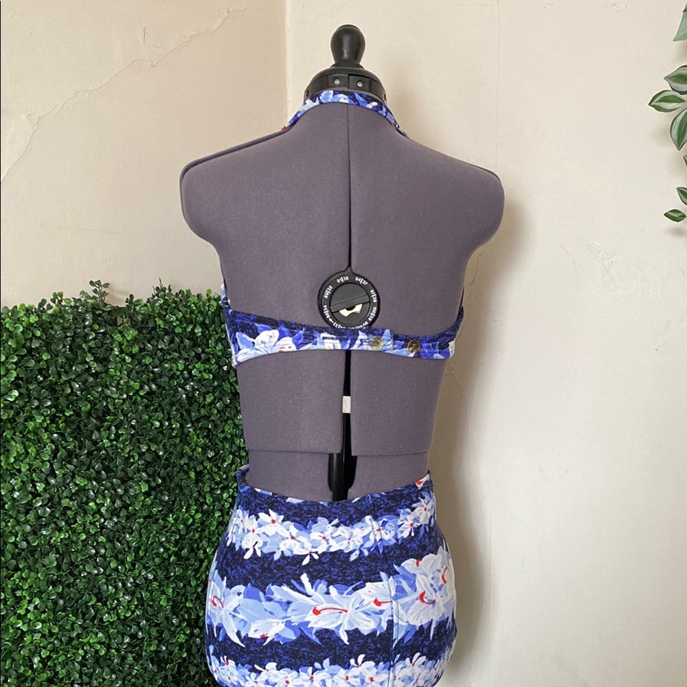 Vintage 1960s Floral Blue High-Waist Bikini Set - Picture 4 of 16